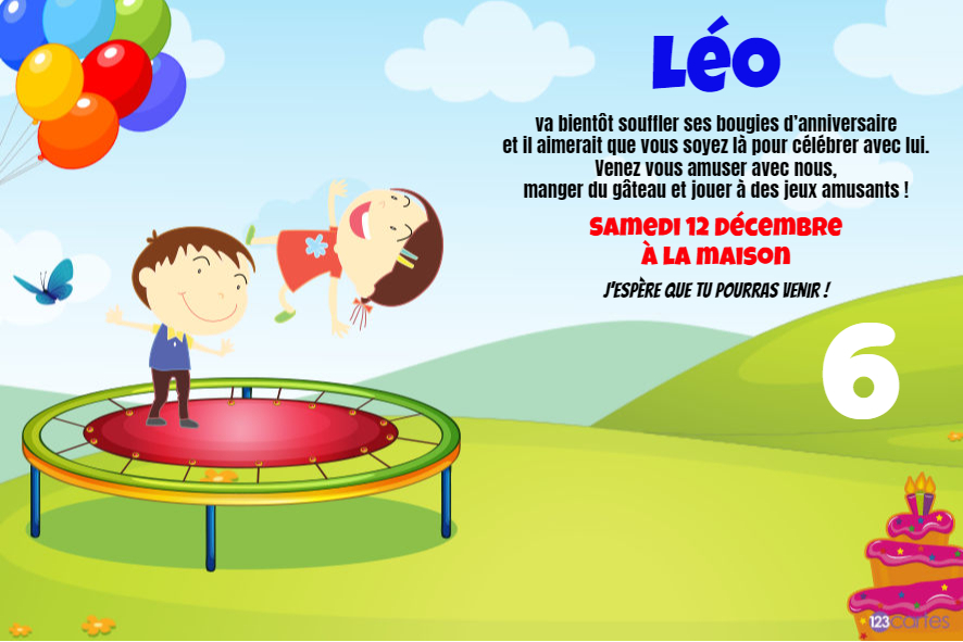 trampoline invitation anniversaire