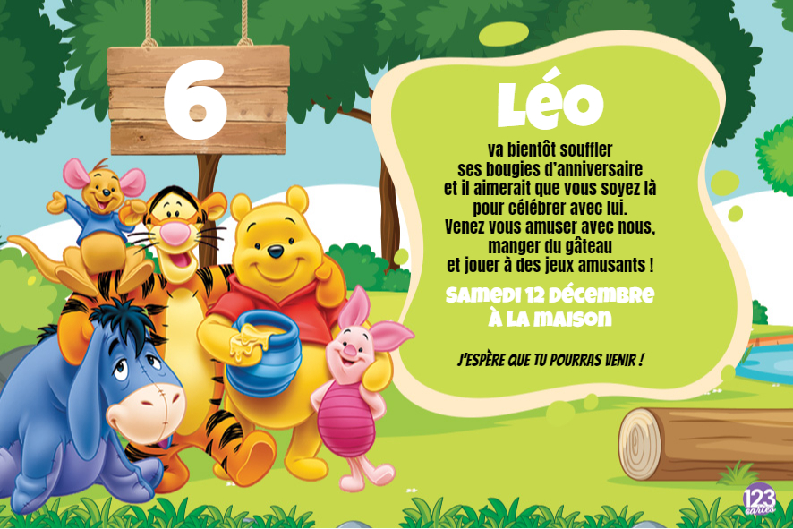 winnie l'ourson invitation anniversaire