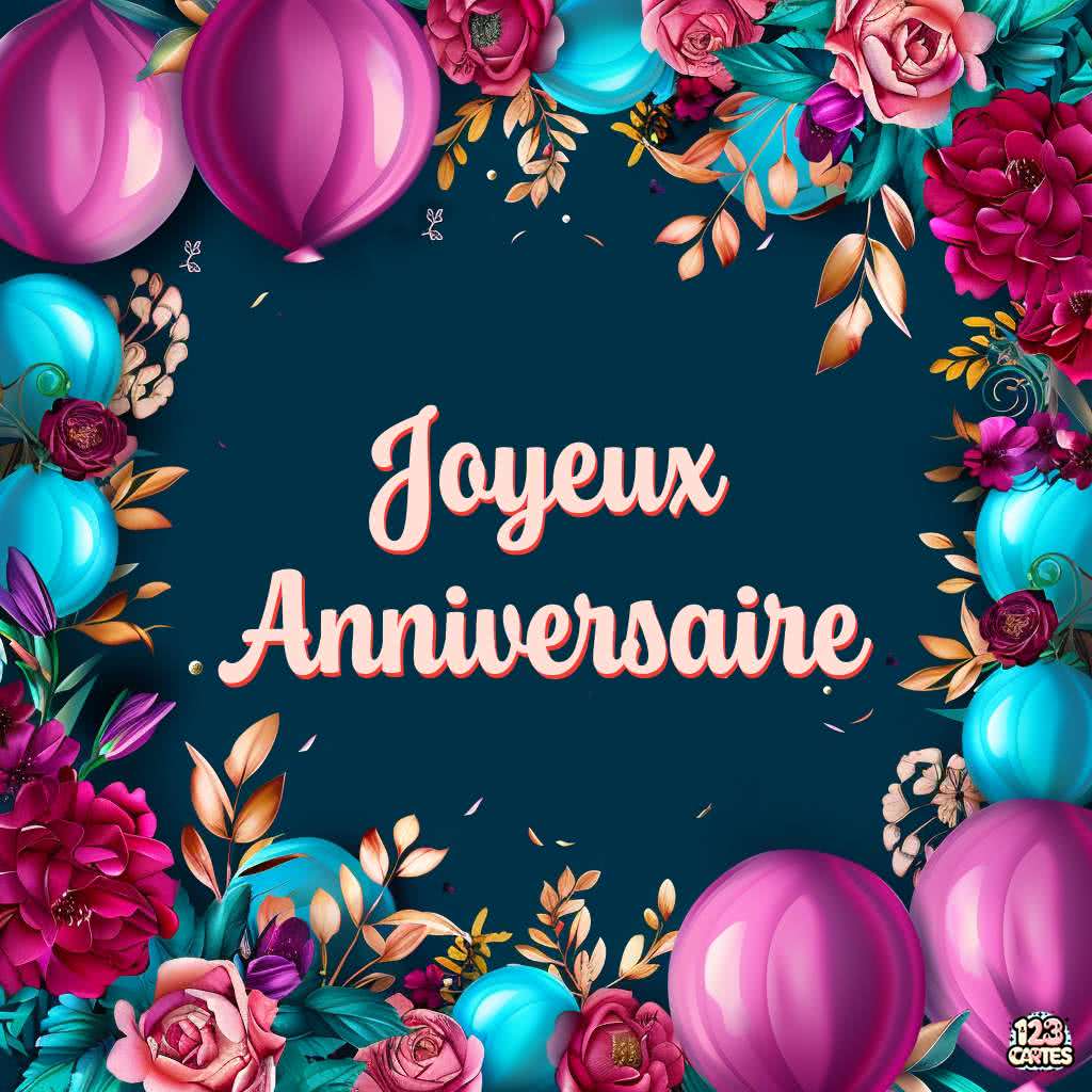 Carnaval Floral et Balloons en Parade carte joyeux anniversaire