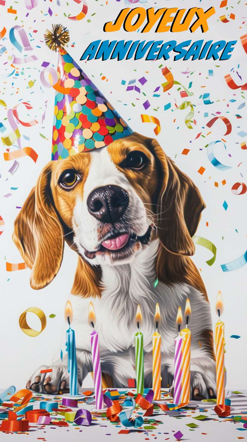 Chien beagle joyeux anniversaire smartphone