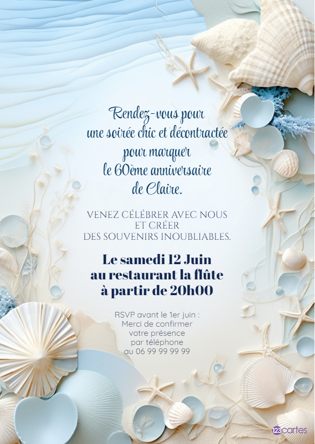 Couleurs douces de l'océan invitation anniversaire