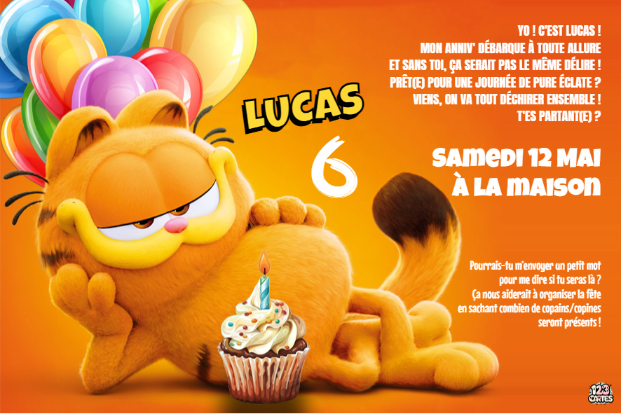 Garfield invitation anniversaire