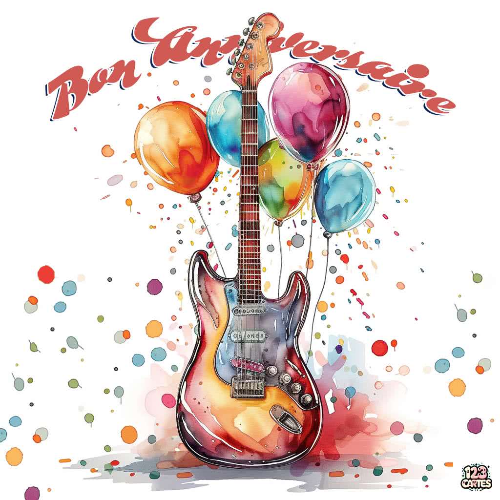 Guitare Électrique carte joyeux anniversaire