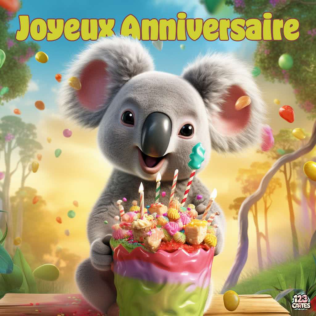 koala carte joyeux anniversaire