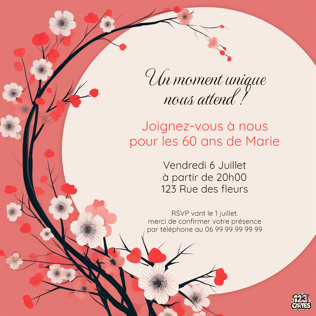 Lune et Sakura invitation anniversaire