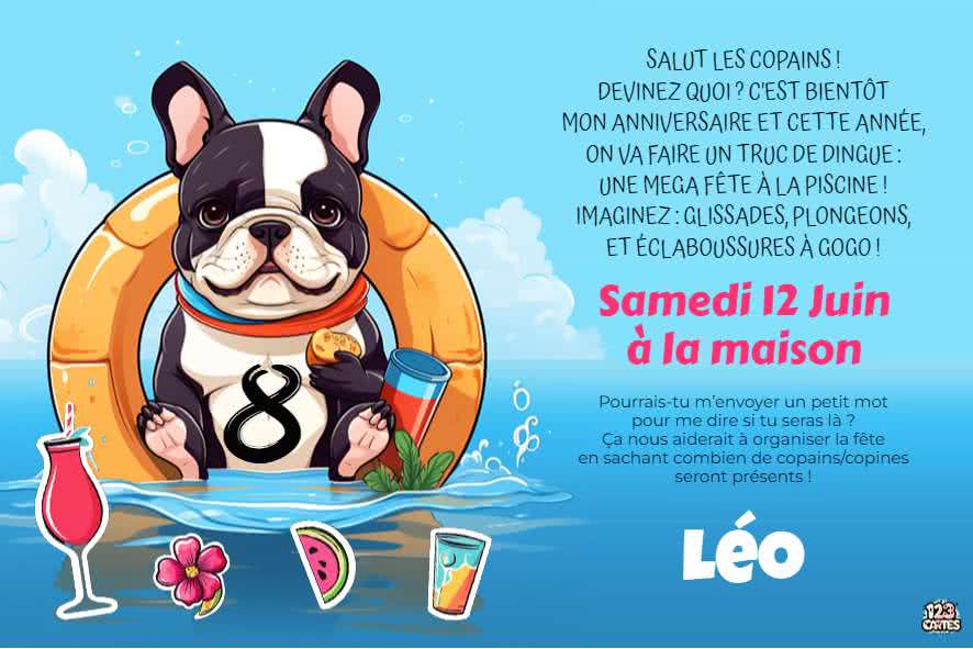 mega fête piscine invitation anniversaire