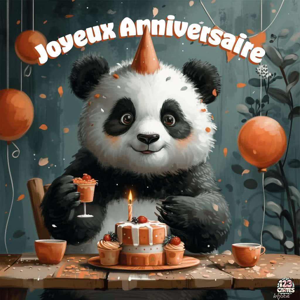 Panda et joie de la fête carte joyeux anniversaire