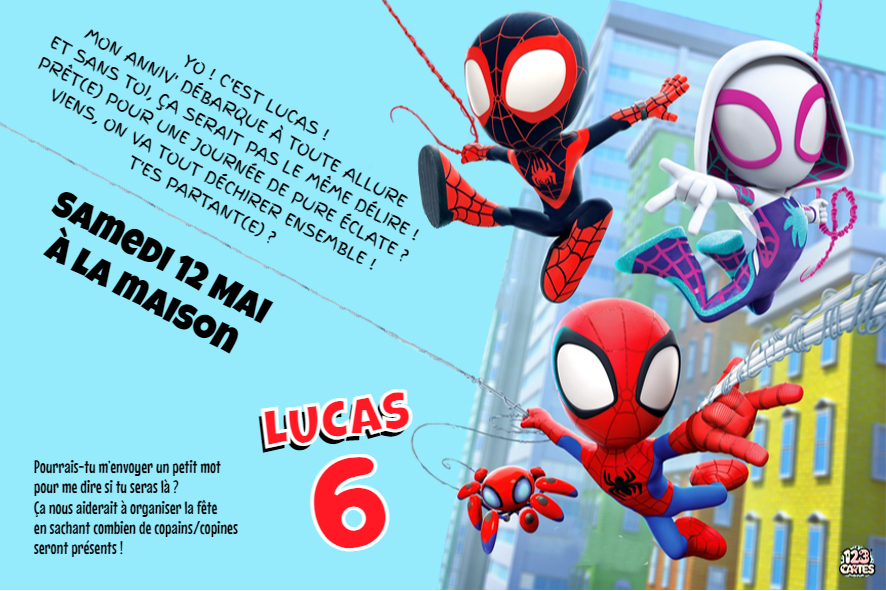 Spidey et ses amis extraordinaires invitation anniversaire