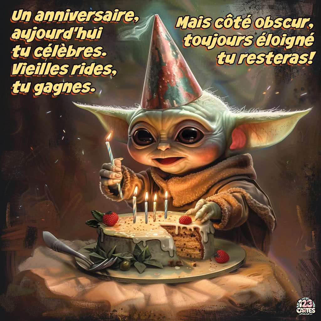 Yoda : Côté obscur éloigné tu resteras carte joyeux anniversaire