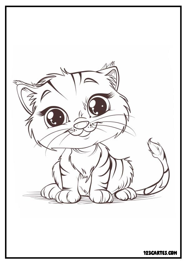 Coloriage chaton tigré