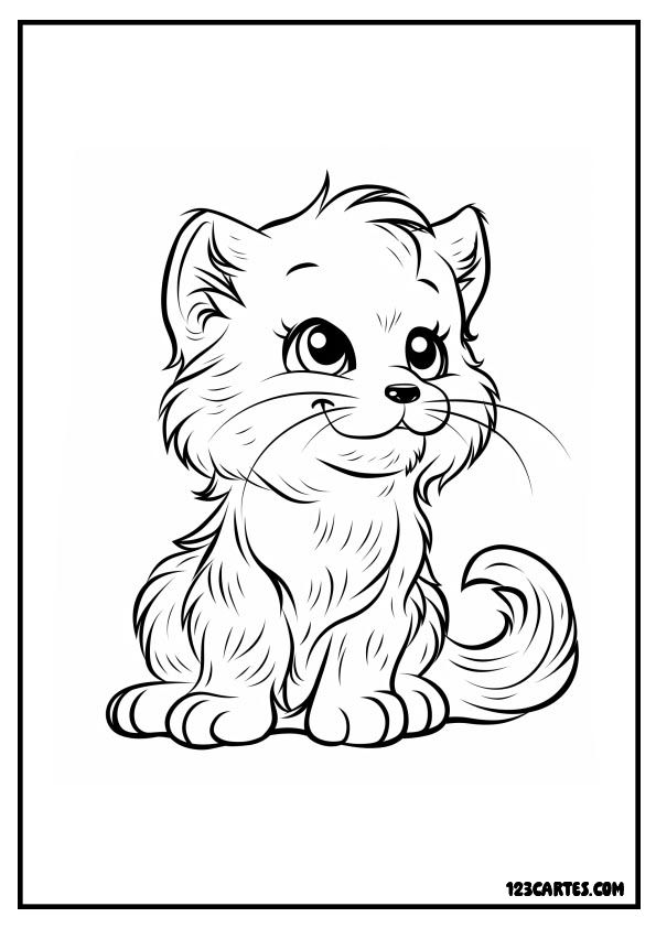 Coloriage chat assis fier, posture royale