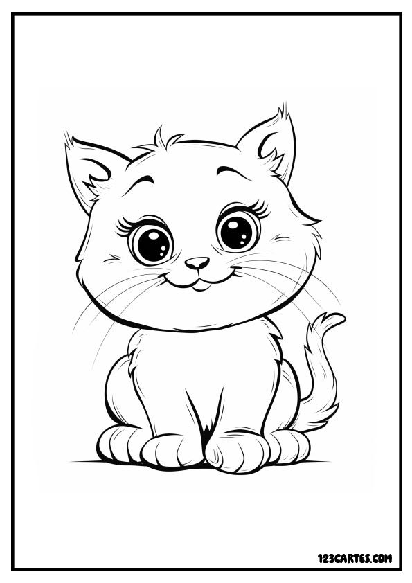 Coloriage chat au regard doux