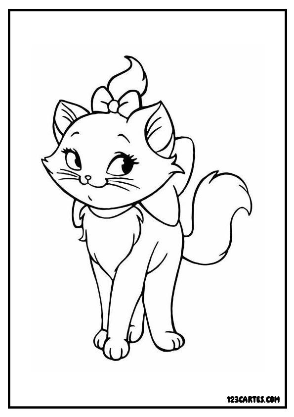 Coloriage chatte coquette, féminité féline