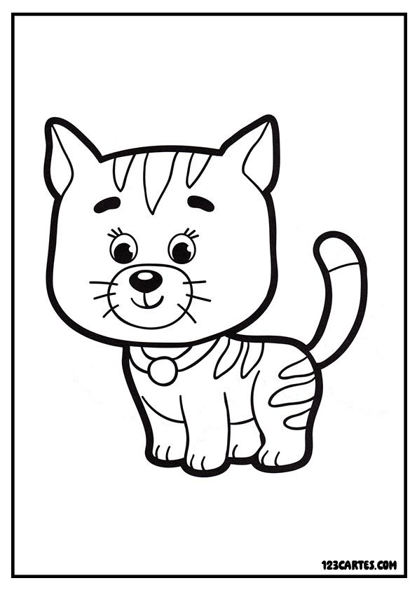 Coloriage chat cartoon, style BD amusant à colorier