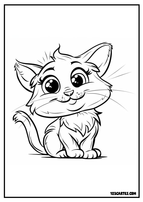 Coloriage chaton enjoué, expression joyeuse