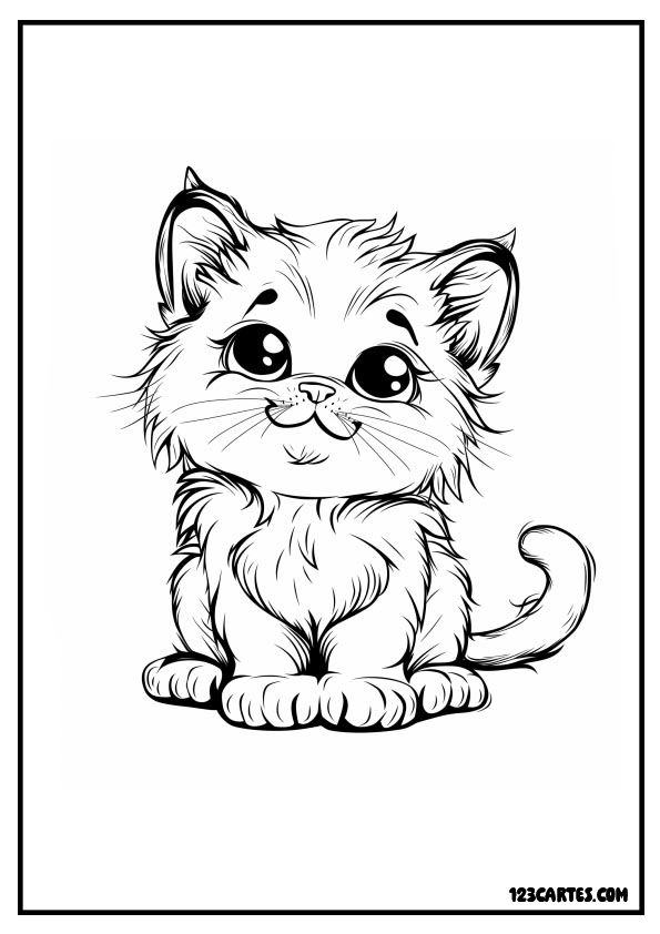 Coloriage chaton ébouriffé, poils en bataille amusants