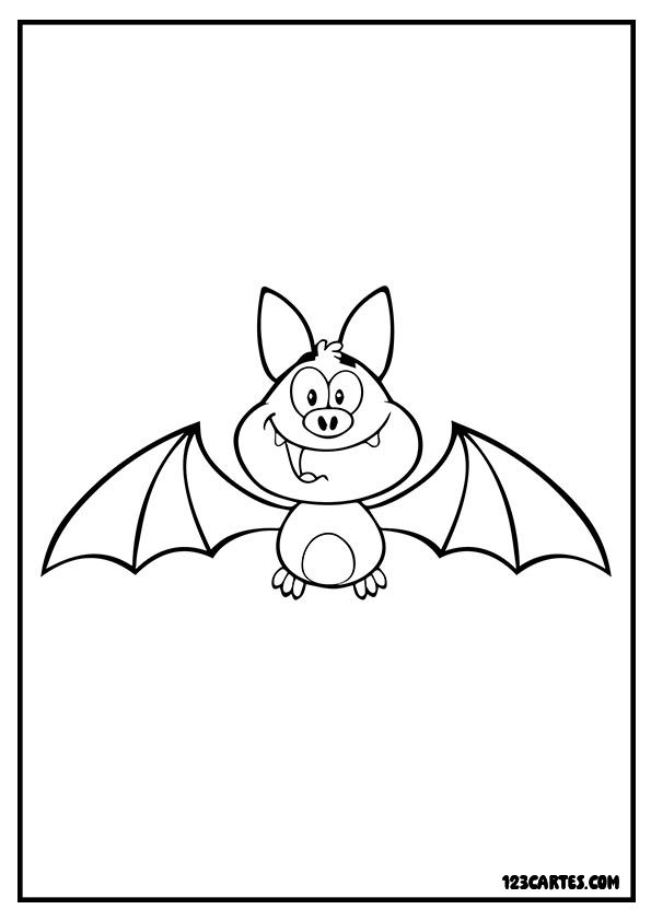 Coloriage chauve-souris rigolote, personnage amusant pour enfants