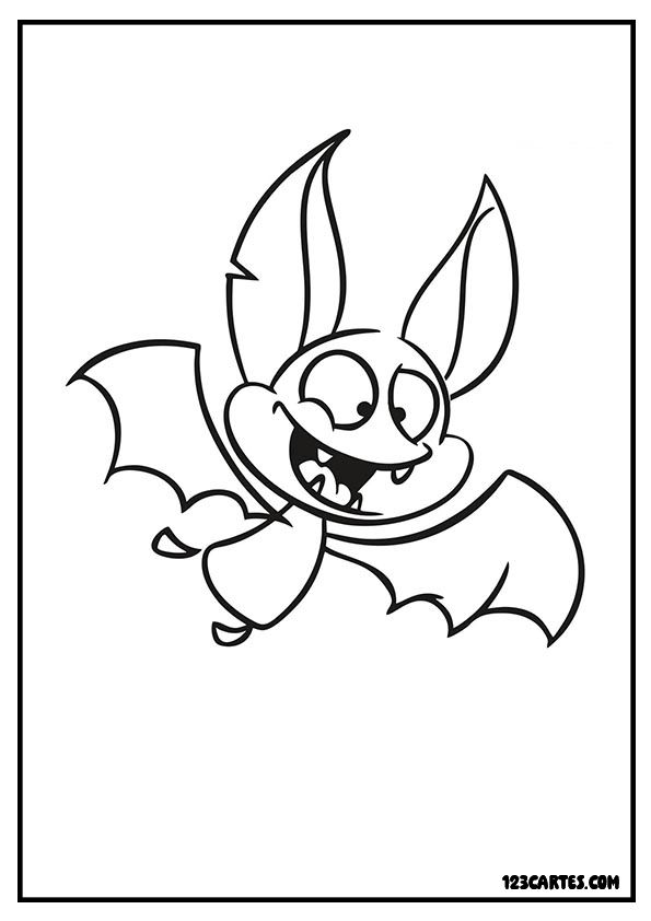 Coloriage chauve-souris rigolote, personnage sympathique à colorier