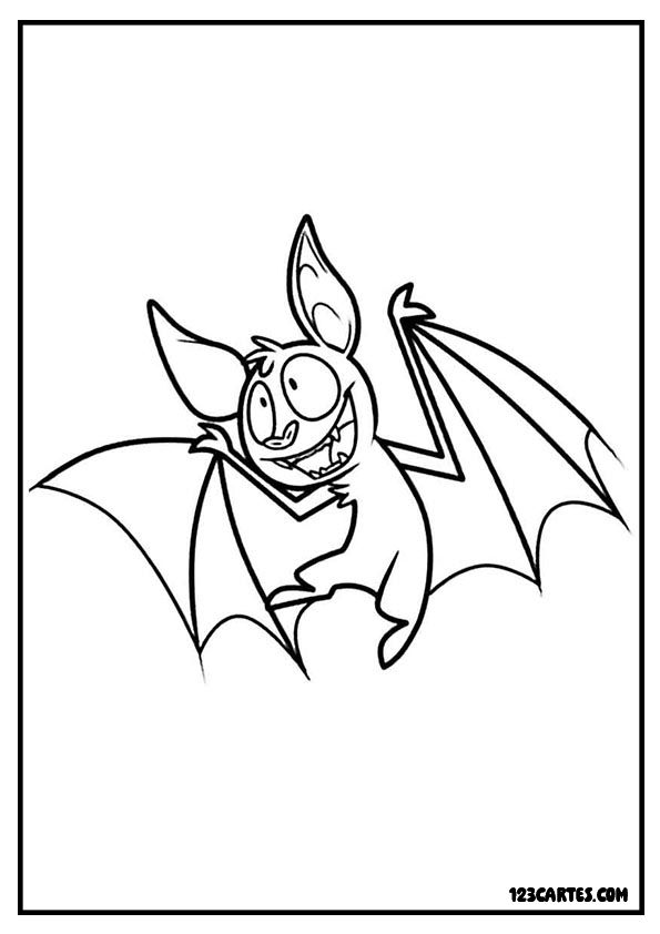 Coloriage chauve-souris malicieuse, expression espiègle