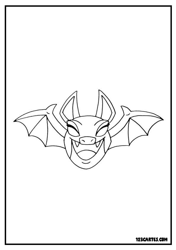 Coloriage chauve-souris vampire, personnage d'Halloween amusant