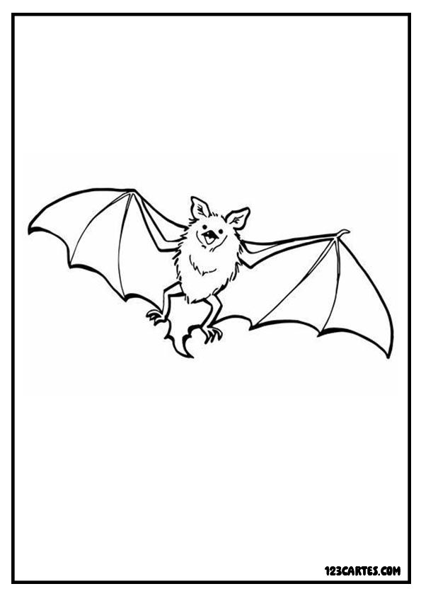 Coloriage chauve-souris souriante, attitude joyeuse