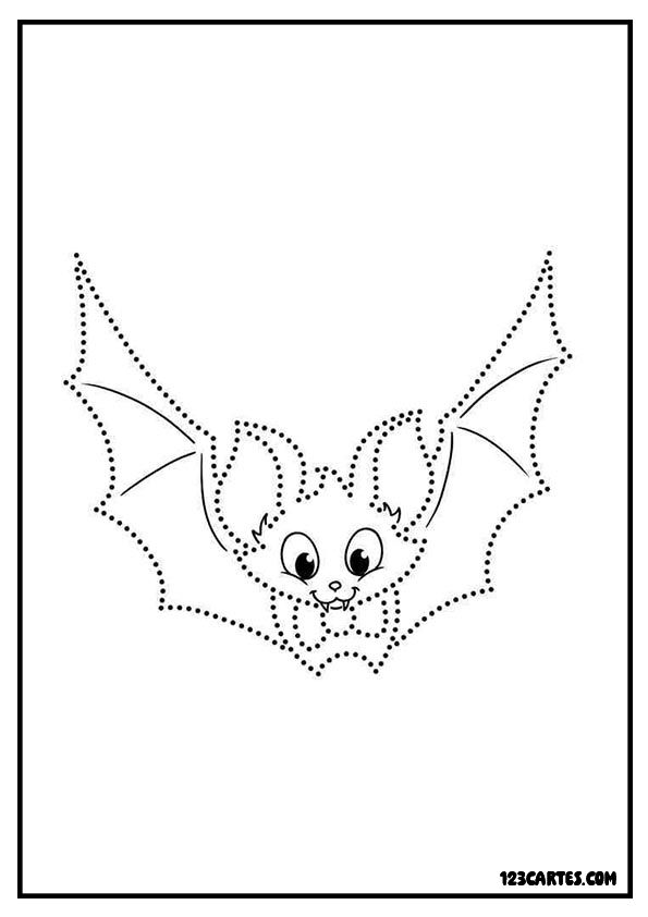 coloriage chauve-souris points à relier