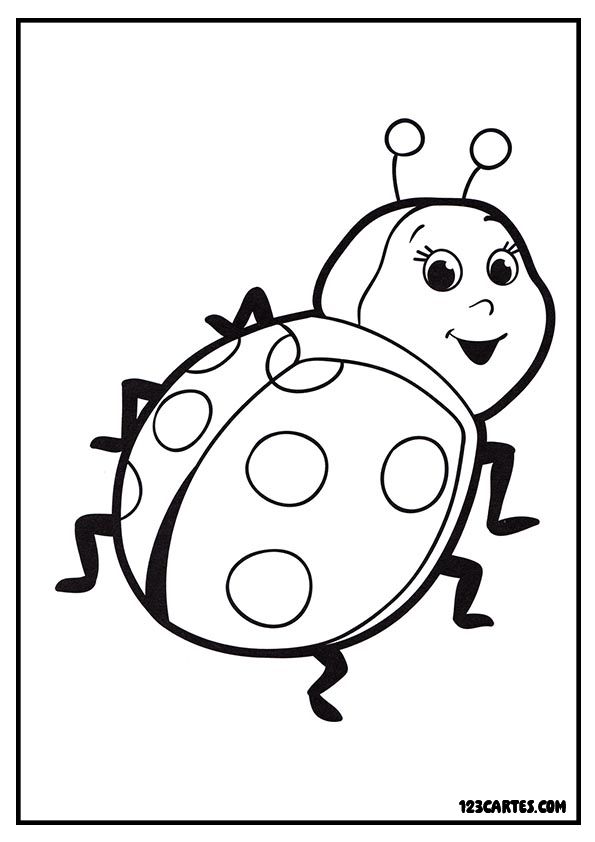 Dessin ludique de coccinelle dansante à colorier