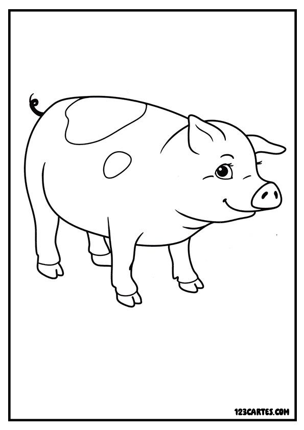 Dessin de cochon vue de profil pour coloriage