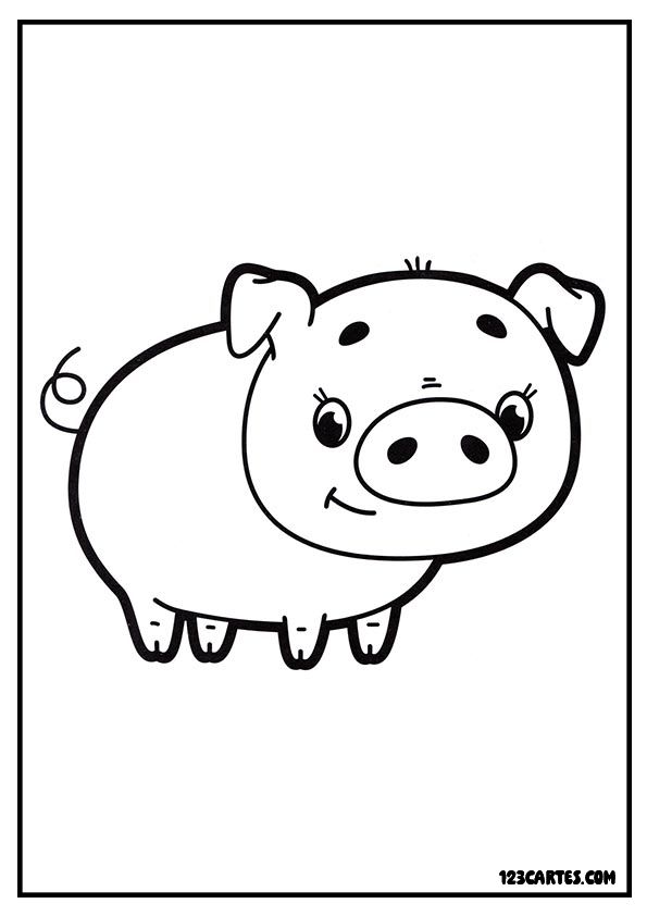 Dessin simplifiée de petit cochon pour enfants