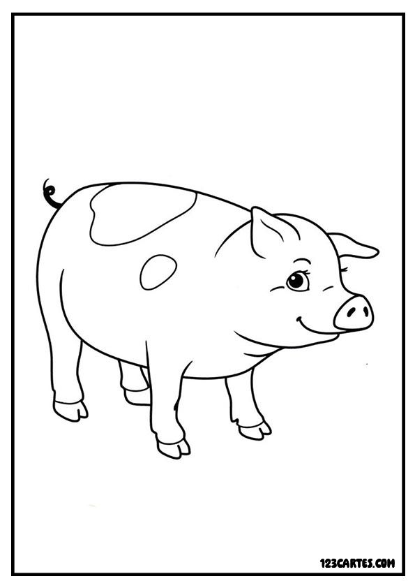 Dessin à imprimer d'un petit cochon curieux