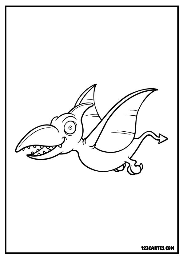 Ptéranodon volant, coloriage reptile volant préhistorique