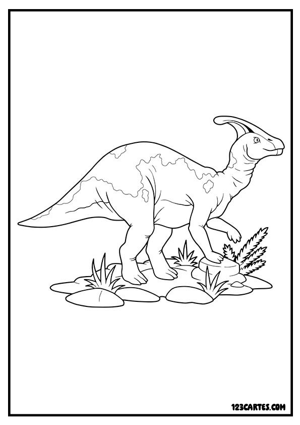 Parasaurolophus herbivore, coloriage dinosaure à crête