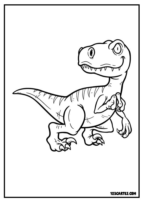 Vélociraptor en chasse, coloriage action dinosaure