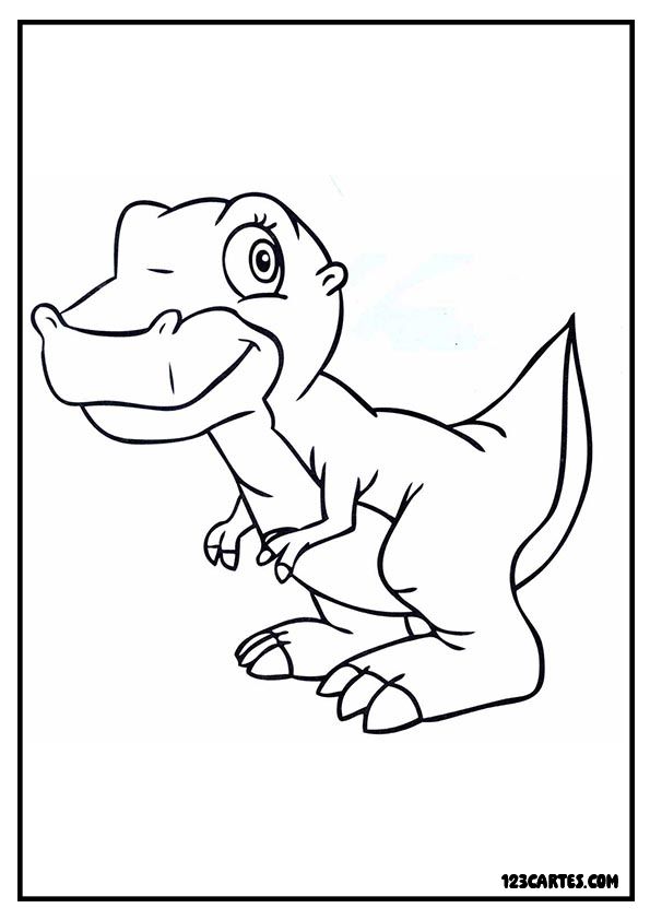 Petit T-Rex joueur, coloriage dinosaure cartoon amusant