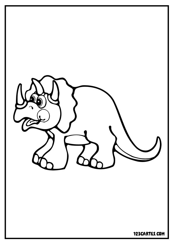 Tricératops cartoon, coloriage dinosaure à cornes