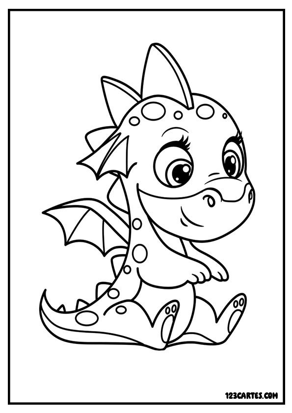 Bébé dragon, coloriage attendrissant