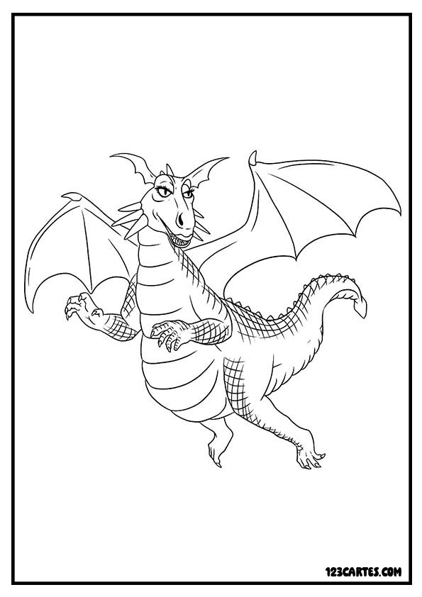 Dragons volants combat aérien, coloriage action fantastique