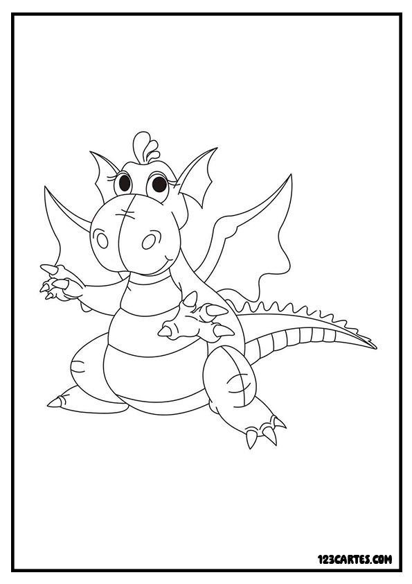 Bébé dragon adorable, dessin mignon à colorier