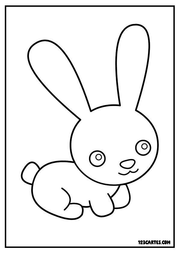 Lapin style kawaii, coloriage mignon pour enfants