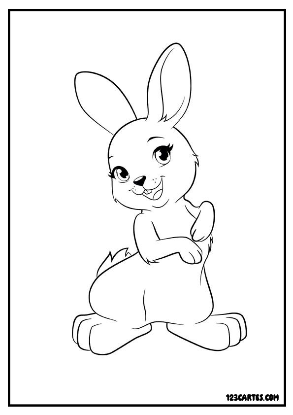 Lapine dansant, coloriage joyeux et amusant