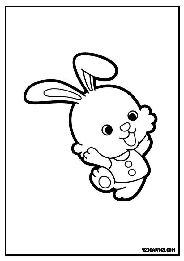 Bébé lapin cartoon, coloriage adorable débutants