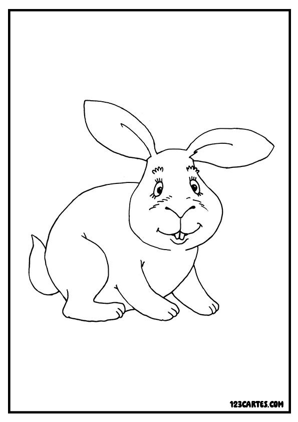 Gros lapin assis, coloriage animaux de la ferme