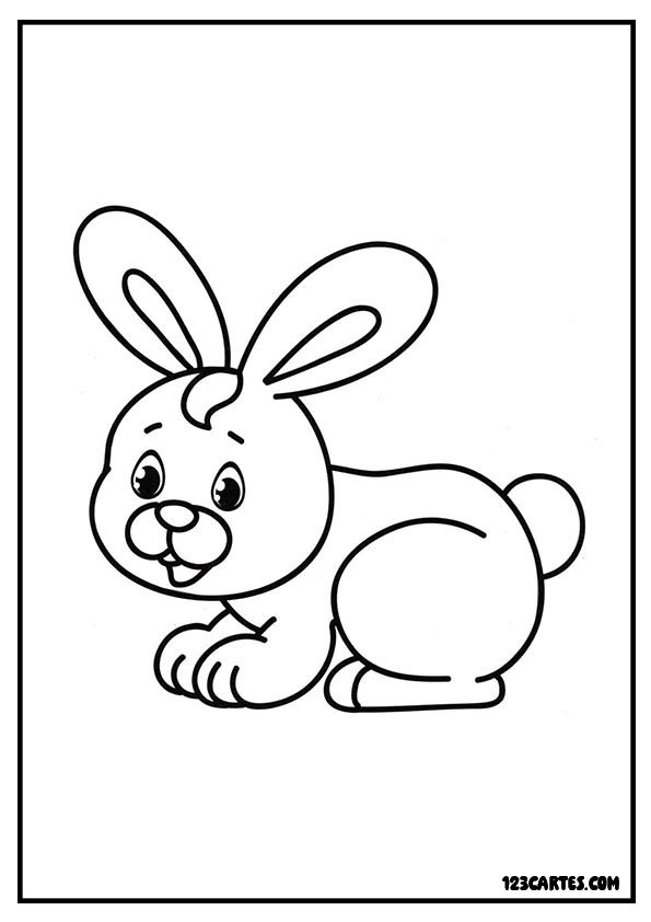 Bébé lapin assis, coloriage facile maternelle