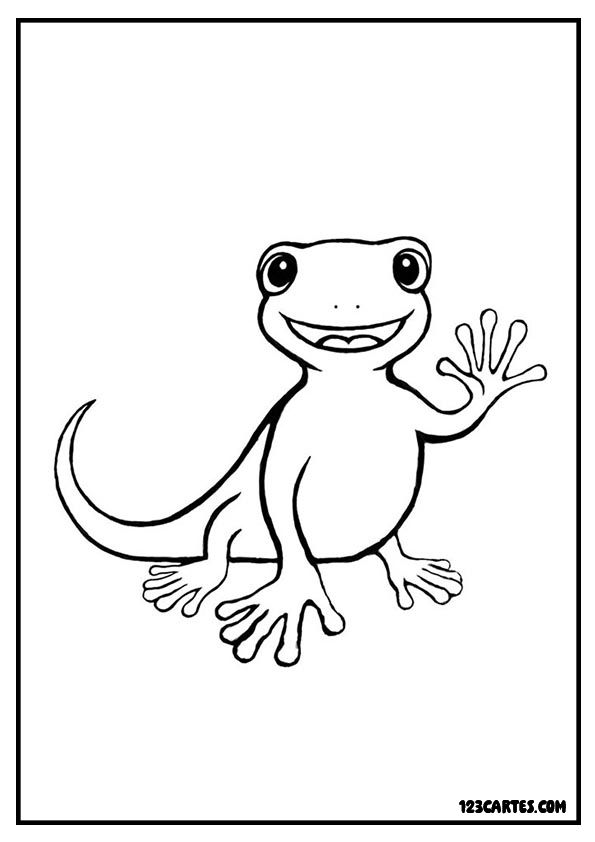 Lézard amicale, coloriage facile enfants