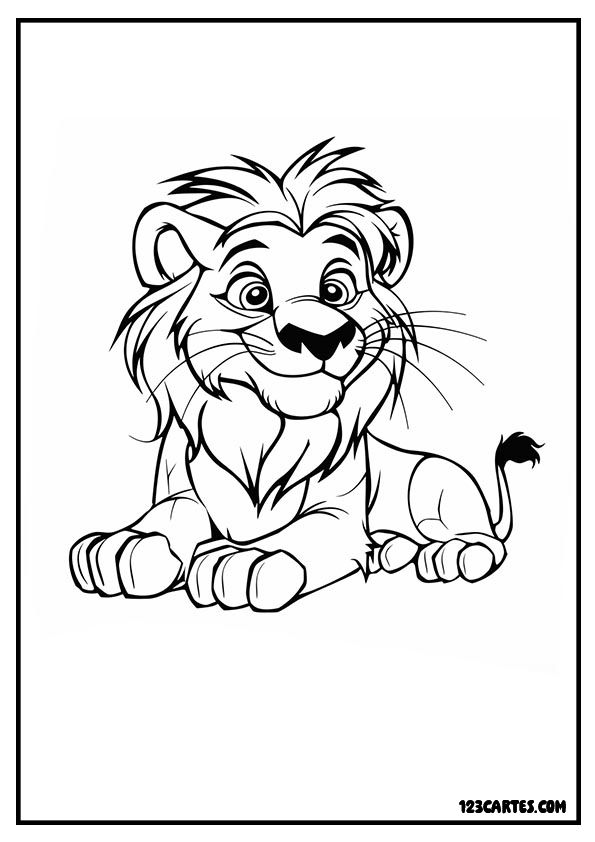 Lionceau joueur, coloriage mignon pour enfants