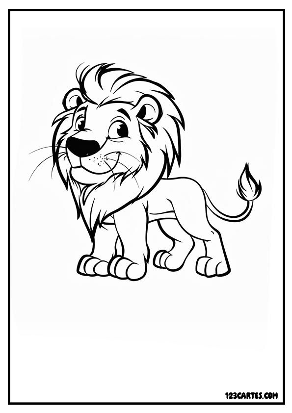 Petit lion joyeux, coloriage expression animale