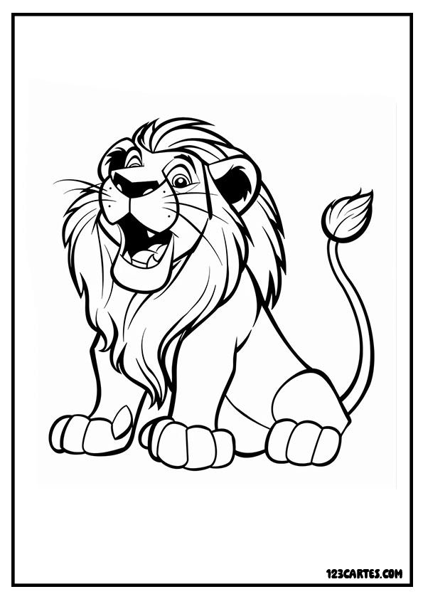 Lion à la crinière ébouriffée, dessin réaliste à imprimer