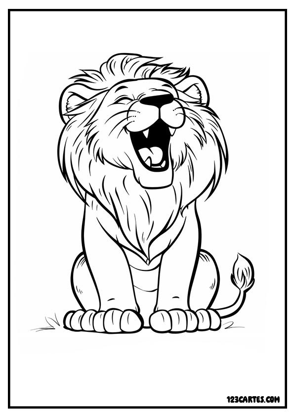 Lion rugissant, coloriage animaux sauvages expressif