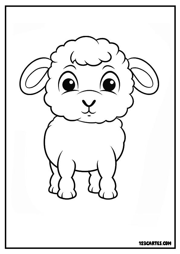 Agneau aux yeux doux, coloriage mignon enfants