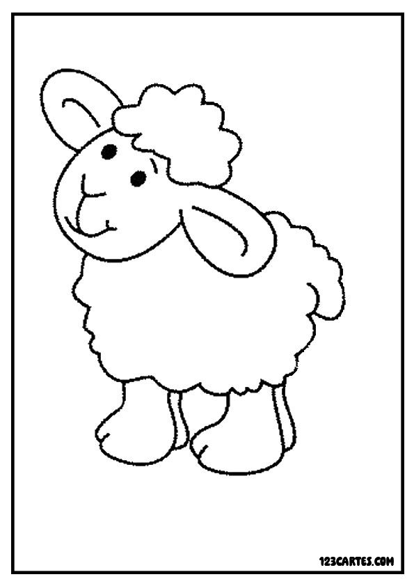 Mouton cartoon debout, coloriage amusant enfants